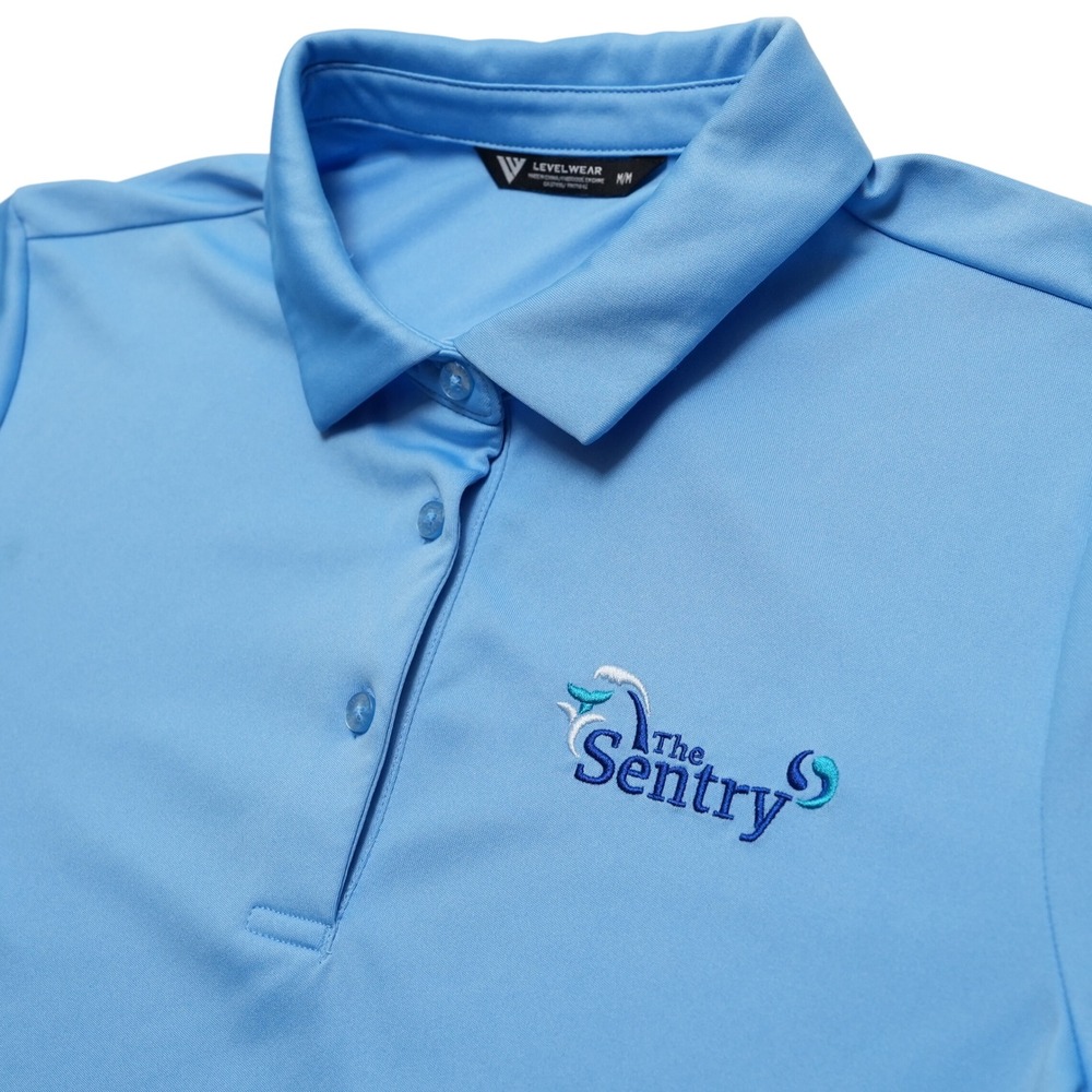 The Sentry Polo Womens Medium Blue Short Sleeve Golf Shirt Levelwear